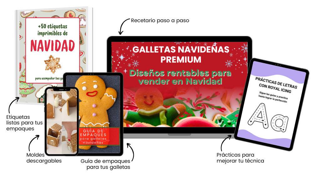 mockup de galletas navideñas y bonos
